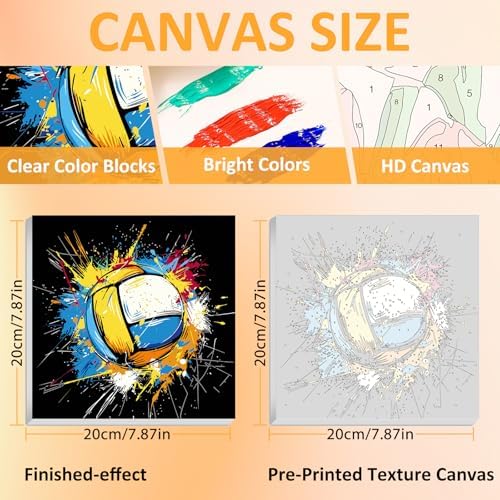 Volleyball Paint by Numbers Kit for Kids, 8x8 inch - Image 2
