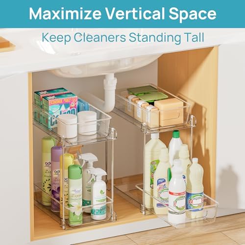 Vtopmart 2 Pack Taller Pull Out Bathroom Under Sink Organizer (S-Higher) - Image 5