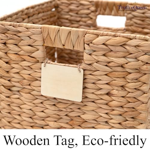 Water Hyacinth Storage Baskets Set of 4, 12x12x12 Wicker Cube Storage Bins for Shelves, Woven Basket Organizer for Closet, Rattan Cube Shelf Bins, Canastas Para Organizar, Natural Handwoven - Image 4