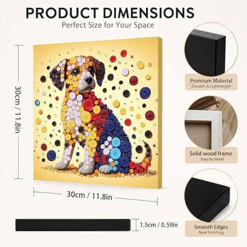 Framed Button Art Kit 11.8" DIY Mosaic Craft for Adults(Dog) - Image 6
