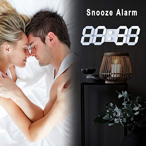 3D LED Digital Wall Clock with Remote Control, 9.7 Inch, White - Image 4