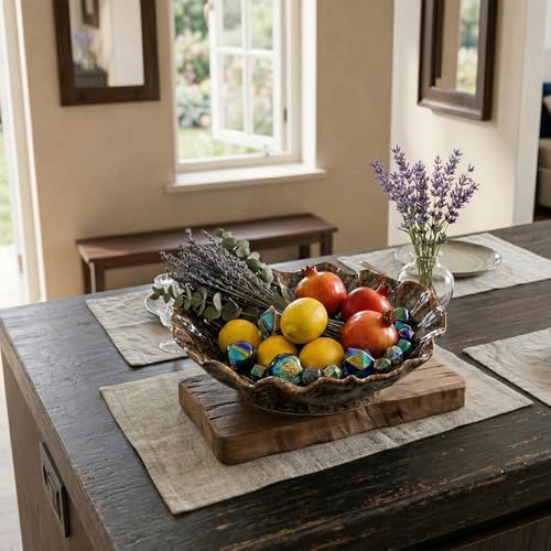 8.8-Inch Ceramic Decorative Bowl, Green Reactive Glaze - Image 4