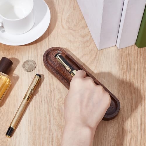 UNICRAFTALE Walnut Wood Desk Pen Tray Office Desk Organizer Minimalist Pencil Holder for Writing Instrument Rest Work Student Teacher Gift 7.48"x1.96" - Image 4