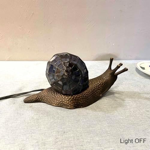 Bieye L10976 Purple Land Snail Tiffany Style Stained Glass Accent Lamp - Image 4