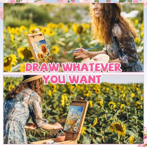 Blosssound 10 Set Pre Printed Canvas Pre Drawn Canvas Painting with Easel Kits 5" x 7" Outline Painting Panels for Beginners, DIY Craft Project, Party Favor, Home Decors(Flower) - Image 4