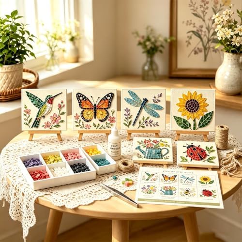 Garden Flowerpot Mosaic Art Kit Floral,Mosaic Art Kits for Adults，Style G - Image 6