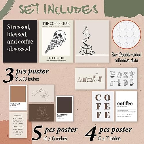 97 Decor Coffee Bar Decor, 12 Pcs Coffee Wall Art Prints, 8x10 Unframed - Image 2