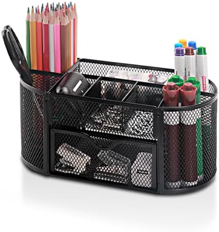 Comix Mesh Pen Holder, Desk Organizer for Home Office, Black by Comix