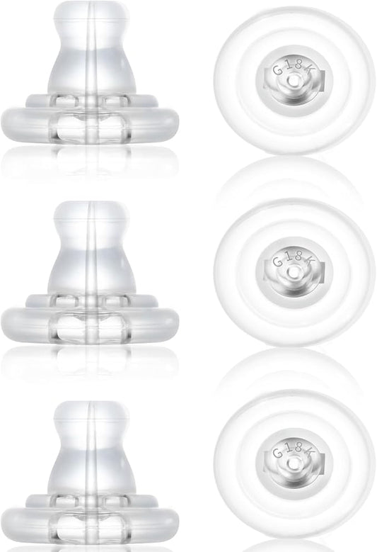Earring Backs,18K Gold Silicone Earring Backs Replacements,Locking Secure Earring Backs for Studs/Droopy Ears,No-Irritate Hypoallergenice Soft Clear Earring Backs for Adults