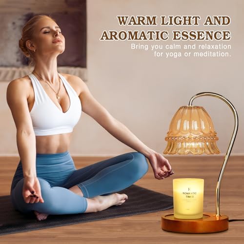 Funistree Flower Candle Warmer Lamp with Timer, Dimmable Candle Lamp Warmer, Christmas Birthday Gifts for Women Mom Her, Housewarming Home Decor, Lotus Wax Warmer for Yankee Candles - Amber Flower - Image 7
