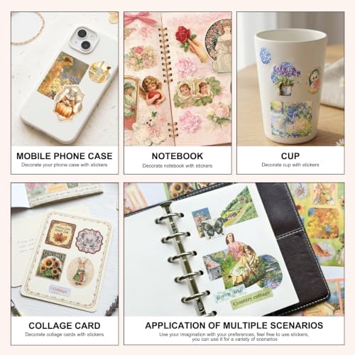 Cottagecore Vintage Floral Sticker Book 30 Sheets 500pcs Scrapbook Ephemera - Image 5