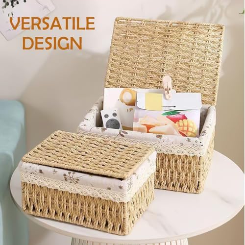 Modern Farmhouse Decor Wicker Basket – Small Storage Basket for Home, Nursery, Shelf, and Table, Decorative Basket for Storage, Shelves, and Organization - Image 5