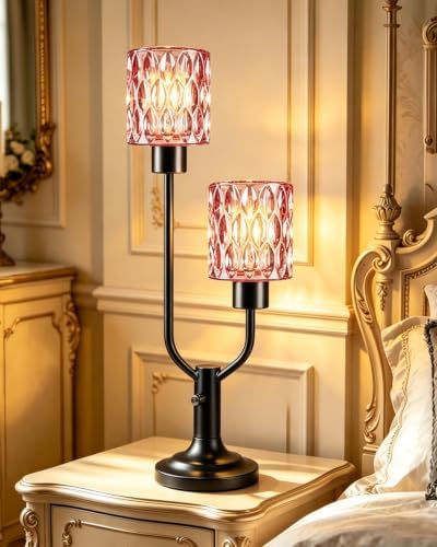 Lightdot Red Glass Vintage Lamp Mid Century Modern Table Lamp Dimmable Gift by LightdotLighting