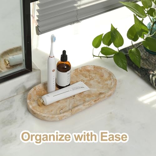 Koville Egypt Natural Marble Tray, 12"x6" Vanity Decorative Tray for Countertop Organizer, Catchall Tray for Perfume, Candles, Jewelry Dish - Image 5