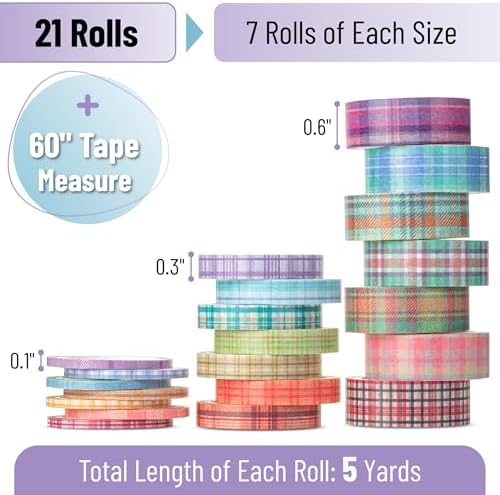 Mr. Pen- Washi Tape Set, 21 Rolls, Assorted Sizes, 5 Yards/Roll - Image 2