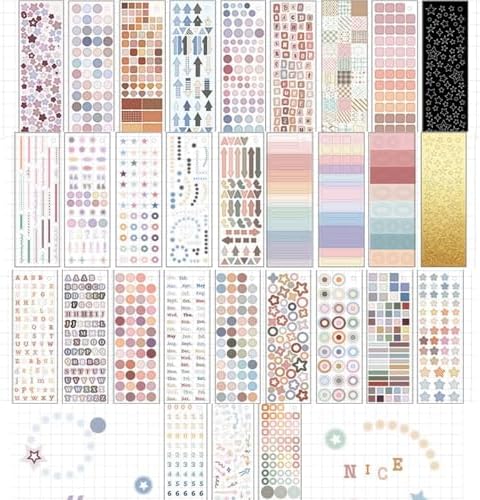 Alideco 30pcs Scrapbook Stickers Vintage Color Card Base Shapes Sticker Book for Adults Sticker journaling Stickers for Scrapbooking (wenyipian) - Image 2