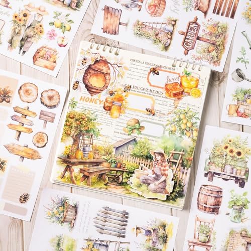 YagCu Harvest Time Junk Journal Stickers, Fall Scrapbook Stickers Book, Journaling Supplies, Pre-Cut Aesthetic Scrapbooking for Women, Collage Decorative Ephemera Planner DIY Arts - Image 2