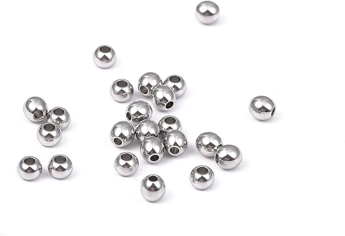 Stainless Steel Spacer Beads 4x3mm Round Loose Charm Caps Beads for DIY Jewelry Making 100pcs with 1.5mm Hole