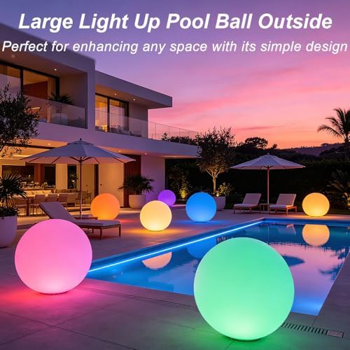 Large Outdoor LED Globe Orb Light, 20-in LED Glowing Orb Ball Night Light - Image 3