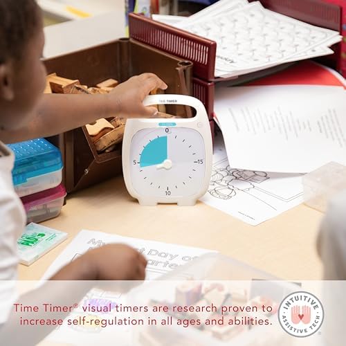 TIME TIMER Plus 20 Minute Desk Visual Timer - Countdown Timer with Portable Handle for Classroom, Office, Homeschooling, Study Tool with Silent Operation (White) - Image 4