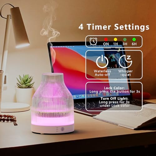 Glass Essential Oil Diffuser 200ml, 7-Color LED, for Home - Image 5