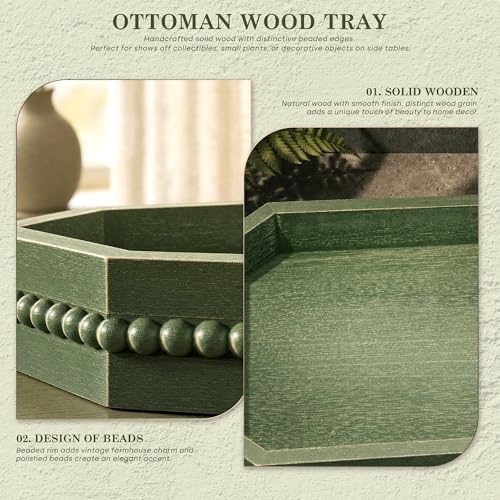EOSAHR Pine Wood Decorative Tray: Serving Tray for Living Room Decor, Green - Image 6