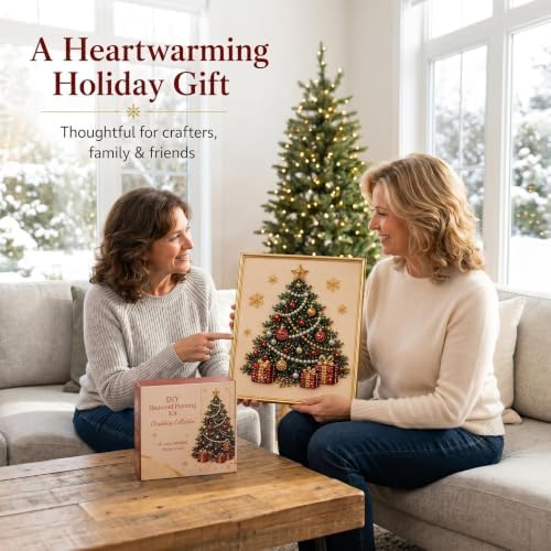 Oanruyan Christmas Pearl Diamond Painting Art Kit with Frame, DIY Pearl Beads Art Craft Kit for Adults Beginner, Gemstone Diamond Dots Beads for Home Decor Wall Art, Party Gift (Christmas Tree) - Image 4