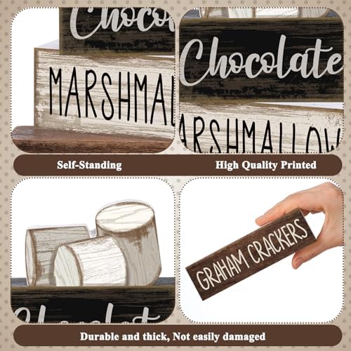 Moucuny 4 Pcs Wooden Block Signs Farmhouse Table Tiered Tray Smores Theme - Image 5