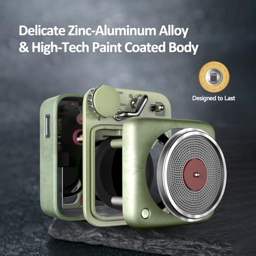 Muzen Mini Bluetooth Speaker, Button Small Cute Portable Metal Retro Wireless Speaker with Loud Volume Great Sound and Portable Lanyard & Gift Bag for Office Classic Vintage Decor - Image 3
