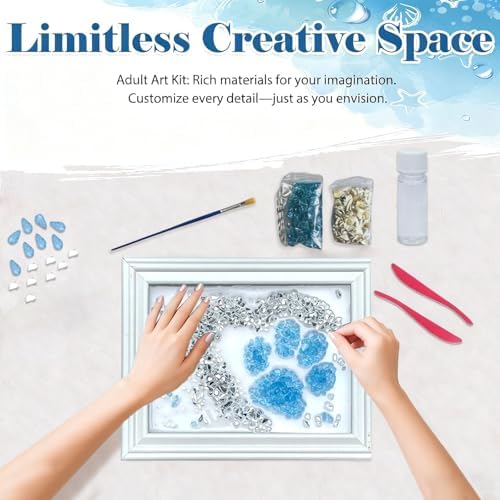 CIYOJA Sea Glass Stained Glass Kit – Cat Paw Resin Art Mosaic Kit for Adults, DIY Craft with Crushed Seaglass, Cute Pet Paw Artwork for Home Décor, Adult Craft Kits Beginners & Creative Art Projects - Image 2