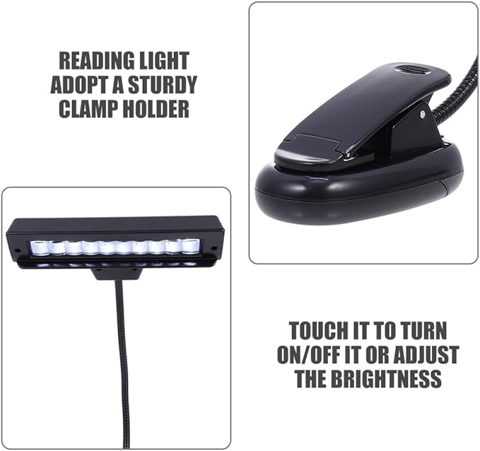 USB Rechargeable LED Music Stand Lamp with Flexible Adjustable Arm Touch Control Dimmable Desk Light for Reading and Keyboard Energy-Saving Table Lamp for Bedroom and Studio