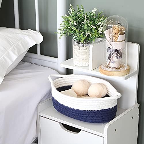 Sea Team 2-Pack Compact Woven Cotton Rope Storage Baskets, Navy - Image 2