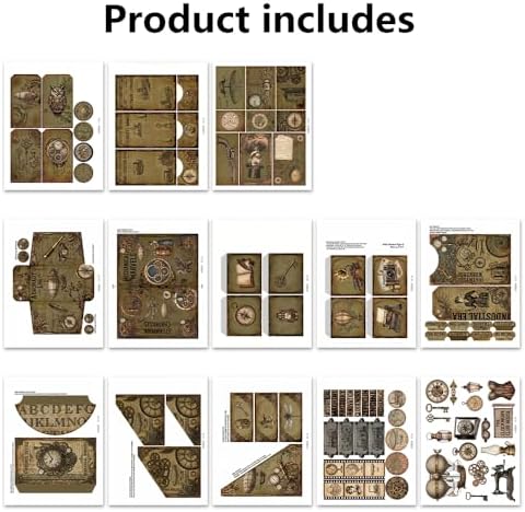 XINPOCUT Steampunk Folding Folio Junk Journal Kit,Folio Booklet Craft Kit, Junk Journal Kit, Scrapbooking Supplies, Journaling Decor, Mini Folio Writer Folder Project, Arts & Crafts Gifts - Image 5