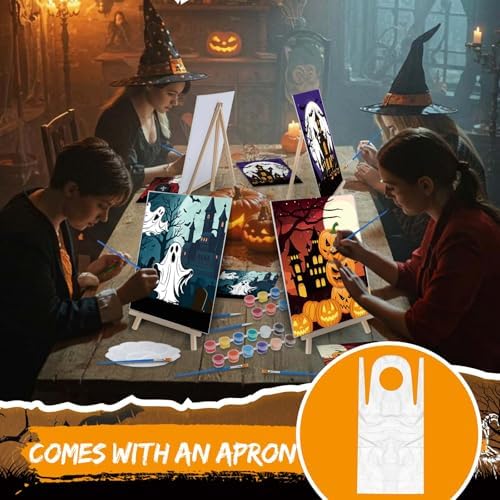 Tenceur 72 Pcs Pre Drawn Canvas Painting Kit 8"x10" for Adults,Halloween - Image 6