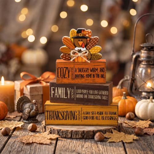 Moucuny 4 Pcs Thanksgiving Turkey Decor for Home Cozy Fall Table Decoration - Image 5