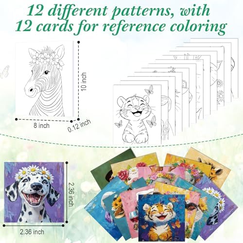 Sherr 12 Pcs Pre Drawn Canvas for Adults,Flower Animals,8 x 10 Inch - Image 3