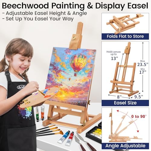 ARTALLY Acrylic Paint Set for Adults & Kids, 69 Pcs Canvas Painting Kits, 32 Colors Acrylic Paint (22ML),Table Easel,Brushes,Canvas, Art Painting Supplies Kit for Students,Artists,Beginners - Image 4