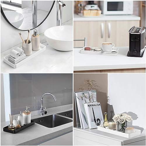 Gurygo 12" Ceramic Bathroom Vanity Tray for Kitchen Counter - Kitchen Soap Trays - Rectangular Vanity Tray for Bathroom - Porcelain Large Serving Trays (Marble, Set/1) - Image 6