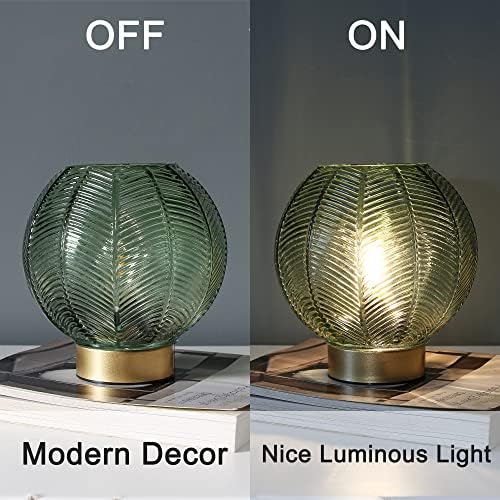 LUSHARBOR Battery Operated Decorative Glass Table Lamp with Timer Green - Image 6