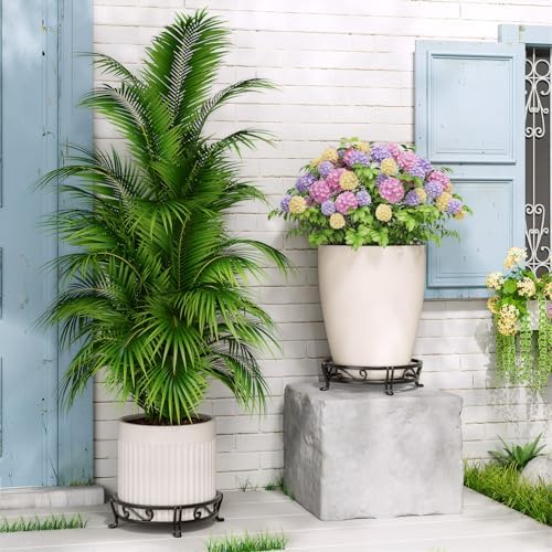 LASZOLA Plant Pot Stand Flower Holder for Outdoor Indoor Corner, 2Pcs Black by LASZOLA