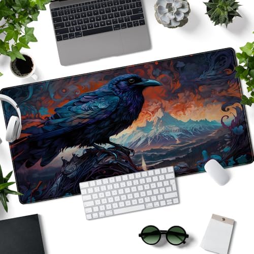 Magic Crow Desk Mat Gaming Misty Fores Mouse Pad Playmat, Large Gaming Mousepad Keyboard Desk Extended Mouse Pads Game Decor with Stitched Eges Non-Slip Base Tabletop for MTG 31.5" x 15.7" - Image 2