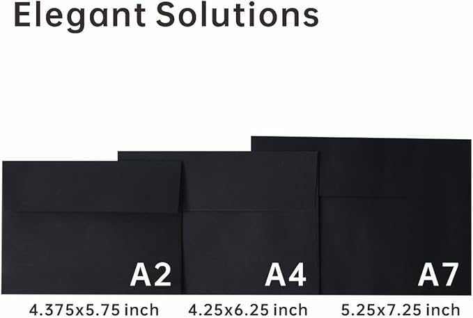 Keketer A7 Black 5x7 Envelopes 50 Pack Self - Seal, for 5x7 Cards, Weddings, Invitations, Baby Shower 5.25 x 7.25 Inches