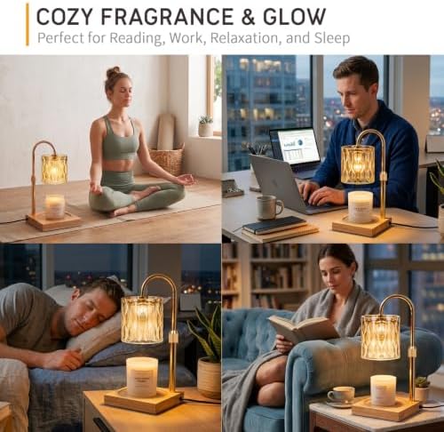 TOACSUCP Candle Warmer Lamp with 3 Bulbs, Adjustable Height Dimmable Candle Warmer with Timer, Compatible with Large Jar Candles, Candle Lamp with Charming Gift Box Ribbon for Her/Him(2 Pack) - Image 2