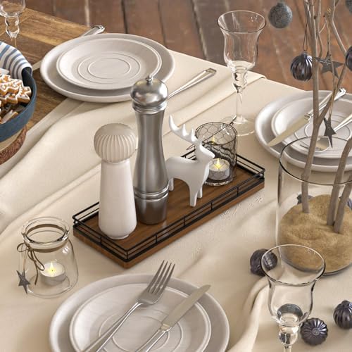 Wooden Decorative Tray, Oak 11.2" L Coffee Table Tray for Kitchen Countertop Soap Sponge Holder Candle Nightstand Table Centerpieces for Dining Room Decor Walnut - Image 4