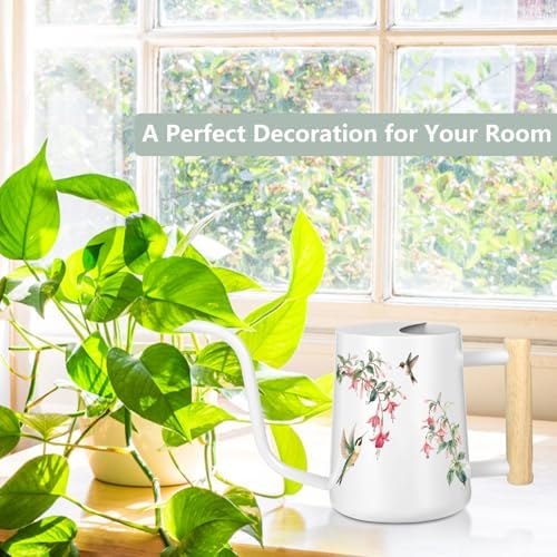 Watering Can Indoor Plants, 35oz Small Stainless Steel Metal Watering Can Modern Decorative Watering Pot with Long Spout for Indoor House Plant Bonsai Garden Flowers (White 1) - Image 3
