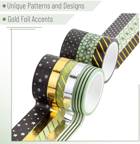 Mr. Pen- Washi Tape Set, 8 Rolls, Assorted Sizes, 5 Yards/Roll - Image 3
