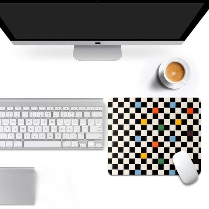 Old Skoo Retro Checkerboard Texture Mouse pad, Square Waterproof and Anti Slip Mouse pad for Office laptops