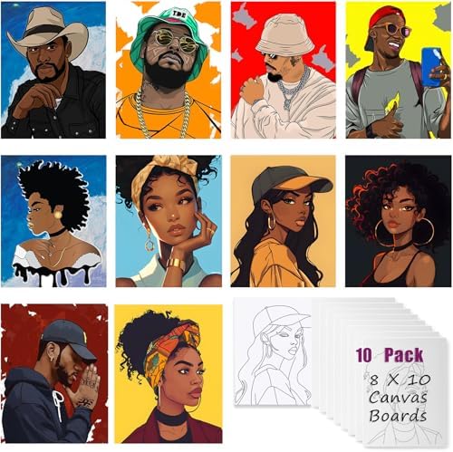 10 Pack Pre Drawn Canvas Boards for Painting for Adults, for Paint Party Favors,Beginner Favor, Paint by kit for Adults(Couple) Sip and Paint kit Date Night by HAGUDAMU