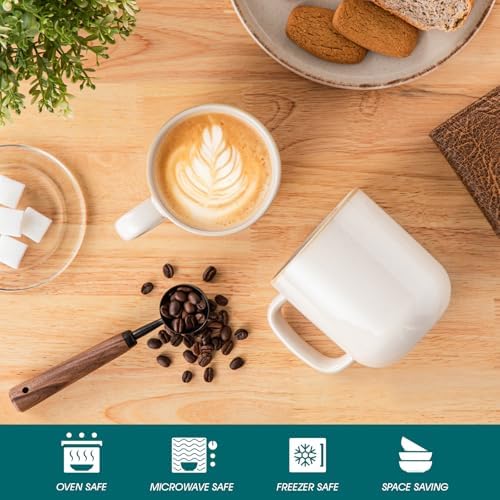 vancasso 16 oz Coffee Mugs Set of 6, Large Ceramic Mug with Handle, Unique Glaze Coffee Cups for Latte, Cappuccino & Hot Cocoa, Dishwasher & Microwave Safe, Beige, Series PLAYA - Image 4