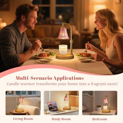 Hong-in Pink Candle Warmer Lamp with Timer Dimmable,Birthday Gifts for Women,Adjustable Height Wax Melt Warmer for Jar Candles,House Warming Gifts New Home,Ideal for Office,Dorm,Bedroom Home Decor - Image 6